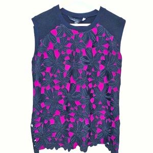 NWT Atina Cristina Lace Overlay Sleeveless Blouse